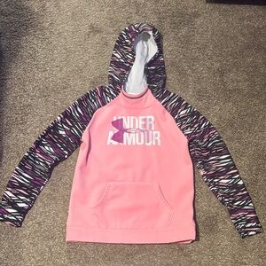 Under Armour Kids Hoodie in Pink with Patterned Sleeves